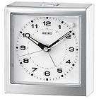 Seiko QHE040WLH Bedside Alarm Clock Silver Tone Metall