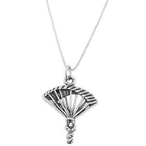   Sterling Silver Double Sided Parachuter Para Sailer Necklace Jewelry