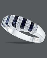   White Gold Ring, Sapphire (1 ct. t.w.) and Diamond (1/6 ct. t.w.) Band
