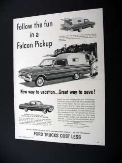Ford Falcon Ranchero truck camper 1961 print Ad  