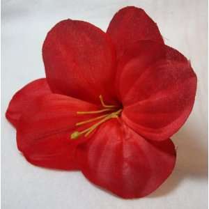  NEW Large Red Amaryllis Hair Flower Clip, Limited. Beauty