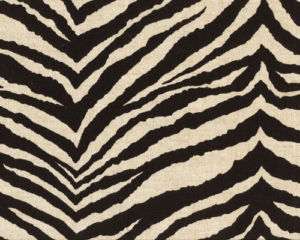 Drapery Upholstery Fabric Zebra Print Black & Linen  