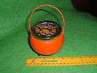 vintage orange fire bucket ashtray folk art 1960s  70s