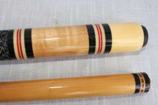 Vintage Pool Billiard Cue Sticks with case One Titanium & one Wood w 
