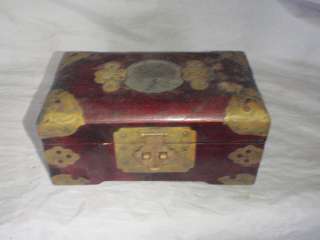 Antique Cherry Wood? Asian Casket Jewelry Box  