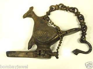 Rare Antiques Brass Hanging Oil Lamp Chain Bird India 4  