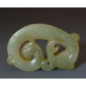  one Spring&Autumn Period Carved Jade Coiled Dragon, Chinese Antique 