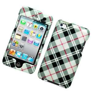 Black with Silver Red Cross Checker Plaid Fabric Design Apple Ipod 
