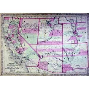   Map of California, Utah, Nevada, Colorado, New Mexico, and Arizona