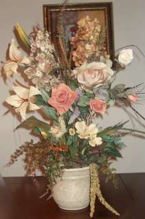 Sage Silk Flower Floral Arrangement Roses/ Lillies  