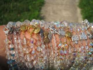 Aurora Borealis Crystal Czech Glass Bead Necklace Lot  