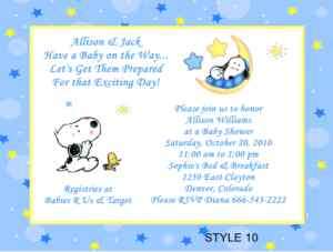 Baby Snoopy Cute Baby Shower Invitations  