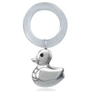  Sterling Silver Duckling Teething Ring Baby