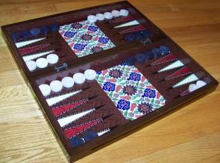 20 Wood Turkish Iznik Tile Design Scene Backgammon Set  