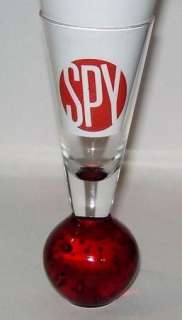 SPY Ruby Red Ball Bottom Tall Shot Cordial Glass  