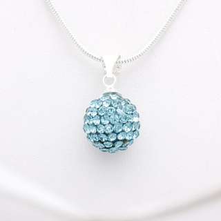Pave Crystal Disco Ball Pendant Necklace + Gift Box New  