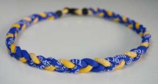 50cm Ionic Titanium Baseball Sport Necklace Blue&Yellow  
