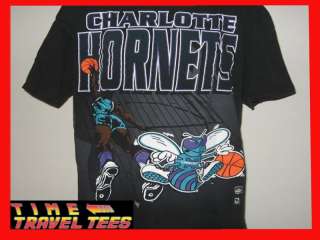   CHARLOTTE HORNETS T Shirt XL/XXL slam dunk neon nba 80s basketball