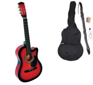 NEW RED CA Acoustic Guitar+GIGBAG+STRAP+TUNER+LESSON  