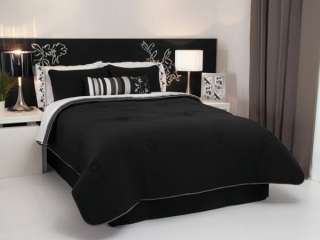 Black Silver Gray White Comforter Bedding Set Queen 9PC  