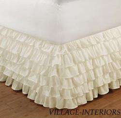   ROMANTIC CHIC N SHABBY PETTICOAT RUFFLED LAYERS COTTON QUEEN BEDSKIRT