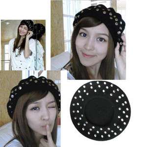 Women Woolen Rivet Berets Beanie Hat Cap Headgear #5  