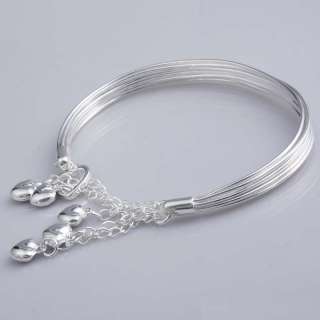 small heart elegant Party Bridal silver plated link chains bangle 