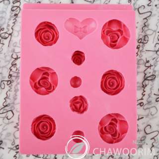 No.17  Heart Rose 10pcs Decorating Silicone molds Deco mold Cake 