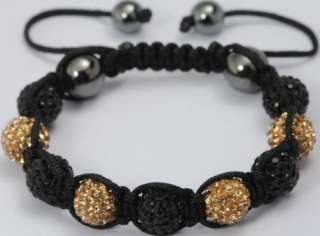 wholesale Black&Gold Crystal disco balls 10MM Bead Shamballa Bracelets 