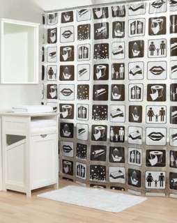 Black And White Bathroom PVC Shower Curtain Y2615  