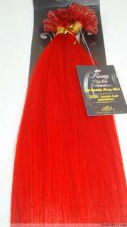 22 Human Hair Extensions Nail Tip 100S 1g/S Red  