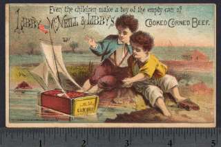 Boys with Toy Boat Libby Beef Meat Trade CARD  