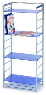   Blue Stainless Steel End Shelf Bookcase Unit Office Kids Room Library