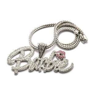 Iced Out Unique Large Silver with Pink Lips Barbie Nicki Minaj with 18 