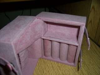 FAUX SUEDE TRAVEL SIZE JEWELRY BOX PINK  