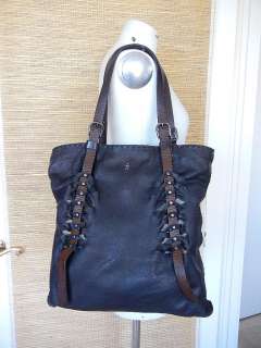 HENRY BEGUELIN Bag VERY dark brown tote gr8 leather dtl  