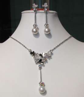 Bridal Jewelry Wedding Necklace Earrings Set Pearl  