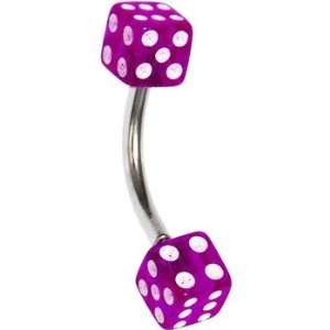  BELLY   7/16 Purple DICE Belly Button Ring Jewelry