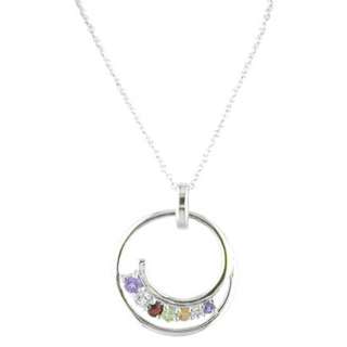 Sterling Silver Multi Gem Open Circle Necklace.Opens in a new window