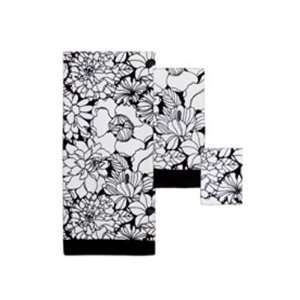  Black And White Floral Bath Towel