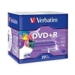  NEW DVD+R 4.7GB 16x Wht Inkjet 20p (Blank Media) Office 