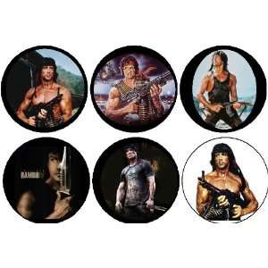   Set of 6 RAMBO Pinback Buttons 1.25 Pins First Blood 