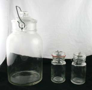   Vintage Clear Glass Jars Wire Handle Canning 1 Gallon & 1 Pint canning