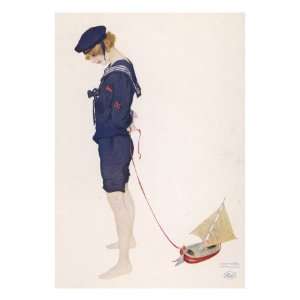  Young Woman Dressed in a Sailor Suit, with a Toy Boat on a 