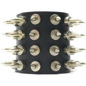    Leather 4 Row Nail Spiked Bracelet punk rock GOTH Toys & Games