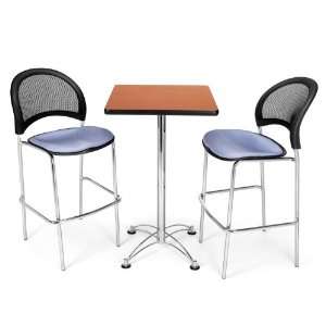  Cafe Table with Two Moon Breakroom Stools Colonial Blue 