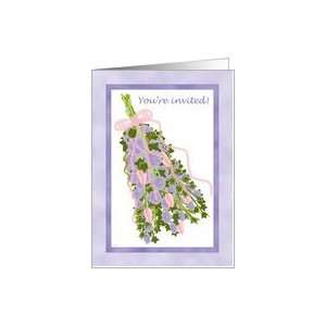  Bridal Shower Invitation Delphinium and Rose Bouquet Card 