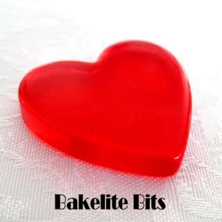 Vintage Bakelite Valentine Red Prystal Heart Blank Pendant Pin or 