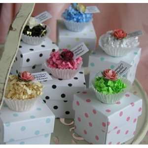  Cupcake Polka Dot Favor Boxes with Personalized Tags 