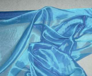 IRIDESCENT ORGANZA SHEER FABRIC BLUE STONE BY THE YARD  